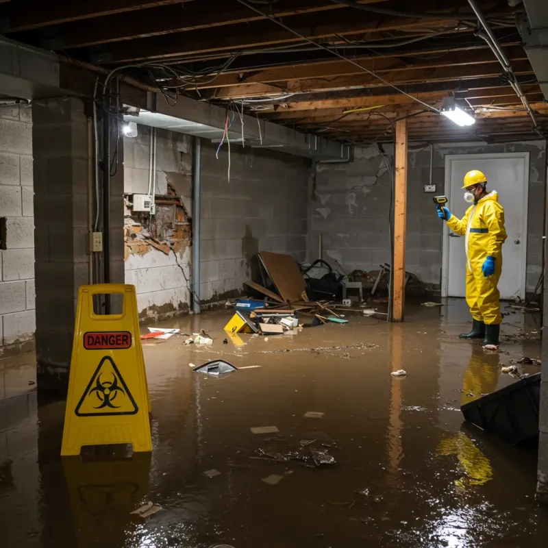 Flooded Basement Electrical Hazard in De Graff, OH Property